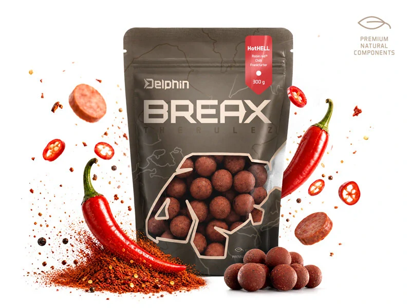 Delphin Boilies BreaX HotHELL Robin Red Chilli Fr.Klobása 20mm/300g