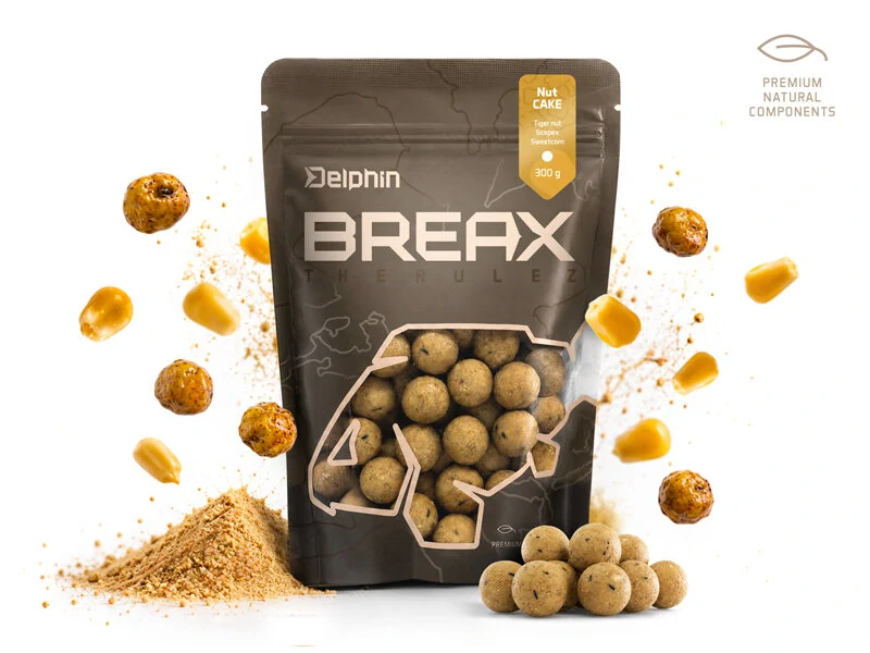 Delphin Boilies BreaX NutCAKE Tygří Ořech Scopex Sladká Kukuřice 20mm/300g