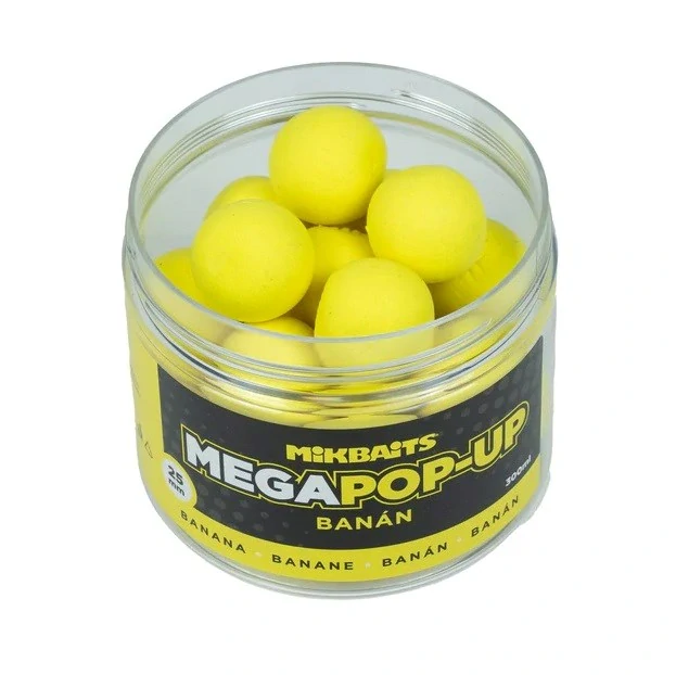Mikbaits Mega plovoucí fluo boilie Banán 25mm/300ml