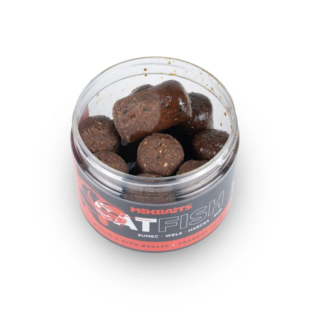 Mikbaits Catfish sumec řada boilie v dipu Zraněný úhoř 50x30mm/500ml