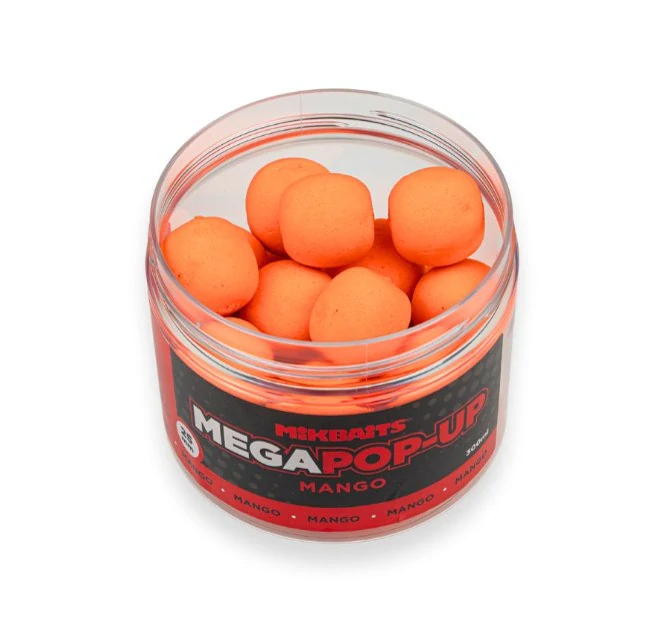 Mikbaits Mega plovoucí fluo boilie Mango 25mm/300ml