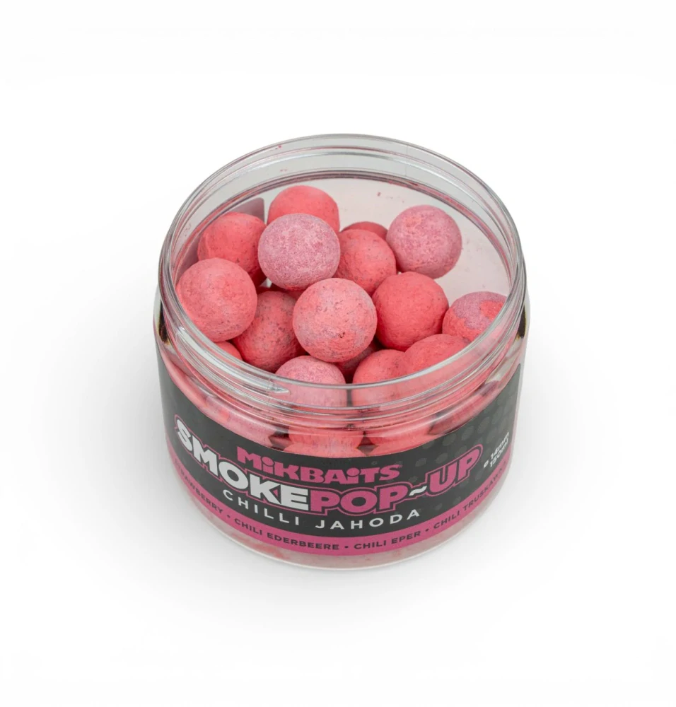 Mikbaits Plovoucí boilie Smoke Pop-Up Chilli Jahoda 14mm/150ml