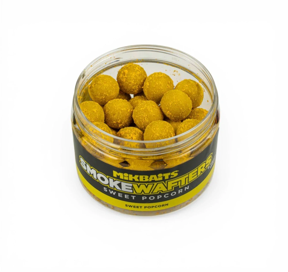 Mikbaits Vyvážené boilie Smoke Wafters Sweet Popcorn 14mm/150ml