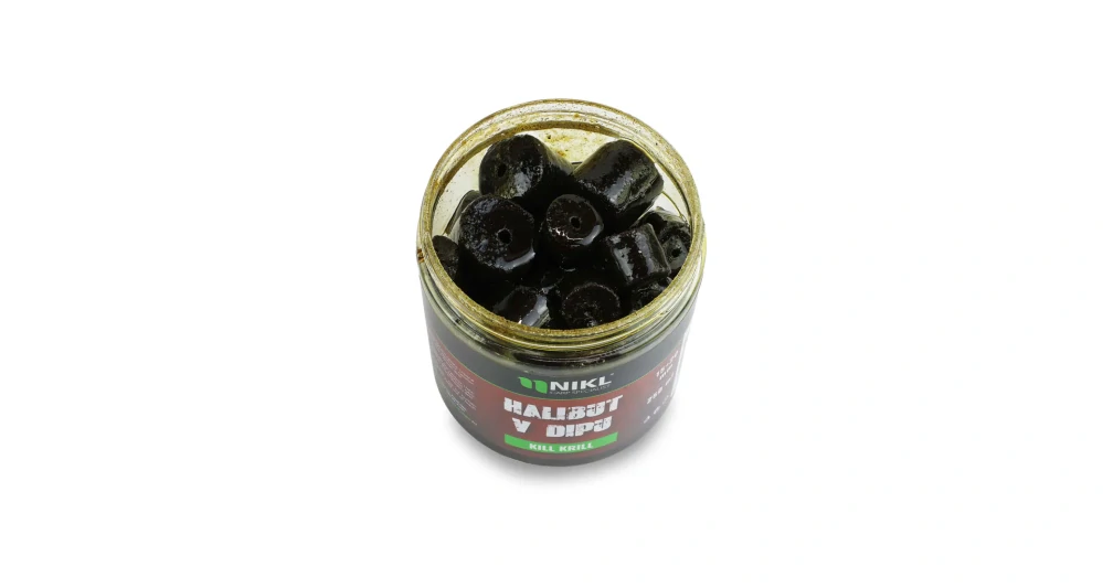 Nikl Black halibut pelety v dipu Kill Krill 15+20mm/250ml