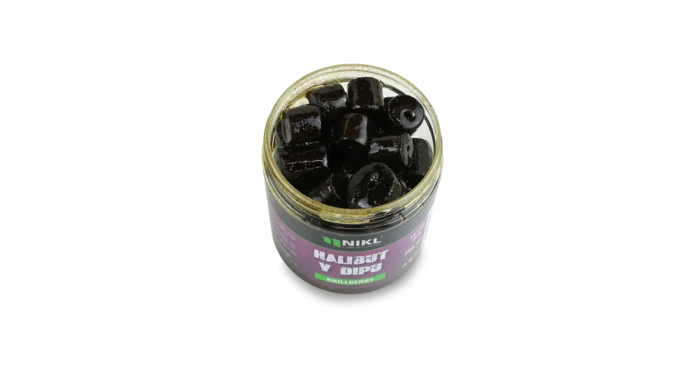 Nikl Black halibut pelety v dipu Krill Berry 15+20mm/250ml