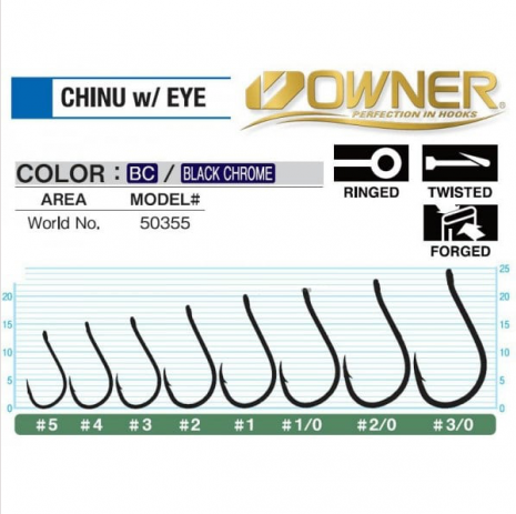 Owner Háčky 50355 Chinu w/EYE #1/0 /7 ks