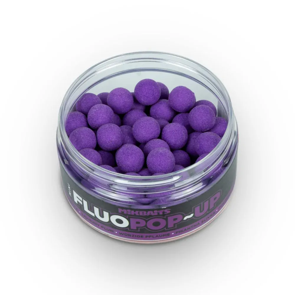 Mikbaits Mini Plovoucí boilie fluo Pikantní švestka 10mm/100ml