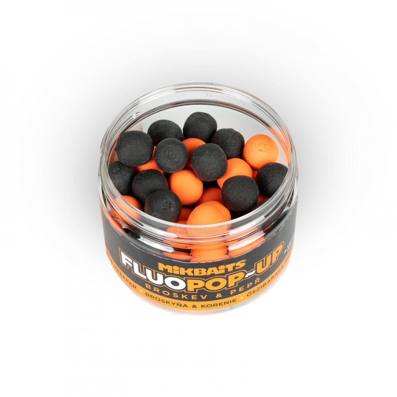 Mikbaits Plovoucí boilie fluo Broskev Pepř 18mm/150ml