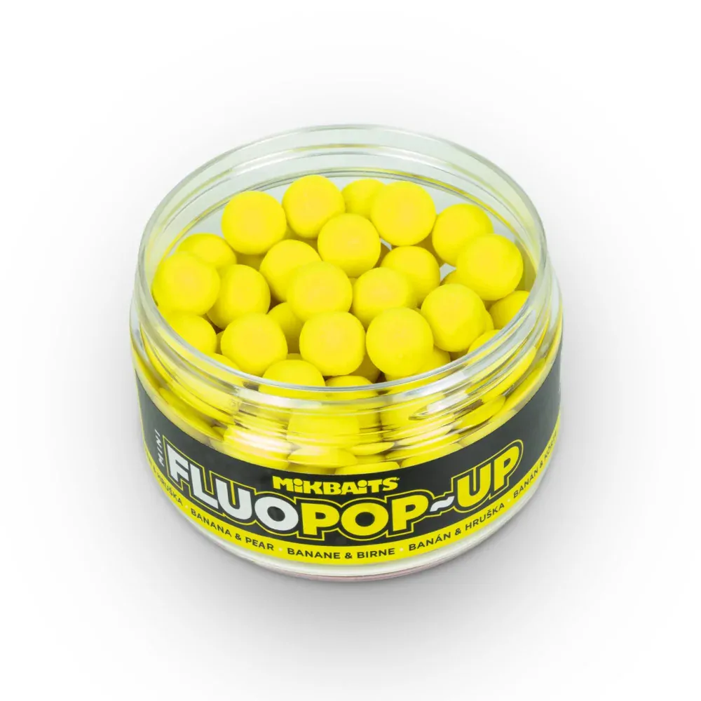 Mikbaits Mini Plovoucí boilie fluo Banán Hruška 10mm/100ml