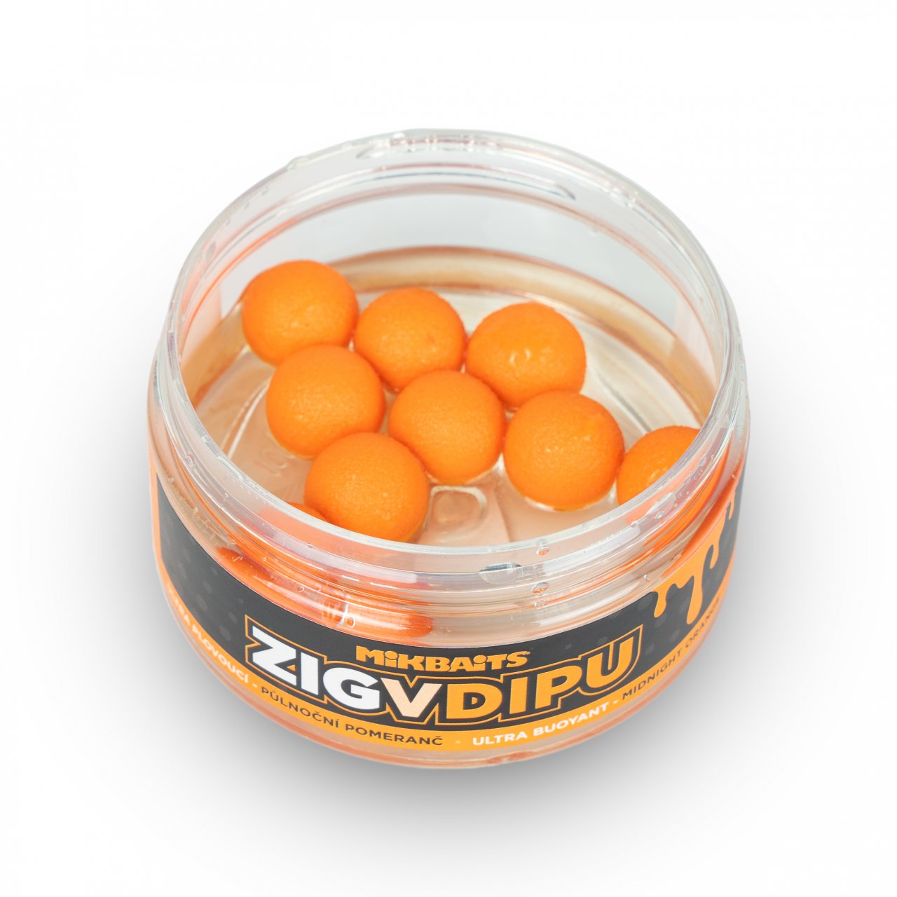 Mikbaits Zig ultra plovoucí v dipu Půlnoční pomeranč 15mm