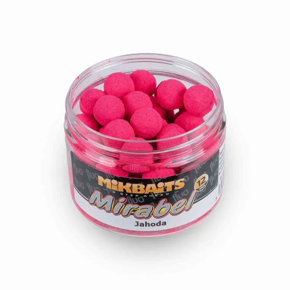 Mikbaits Mirabel Fluo boilie Jahoda 12mm/150ml