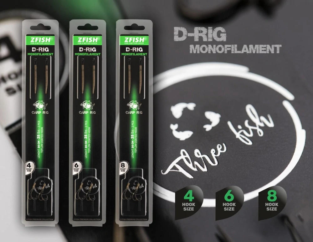 Zfish Návazec Monofilament D-Rig #8 /20 cm/2 ks