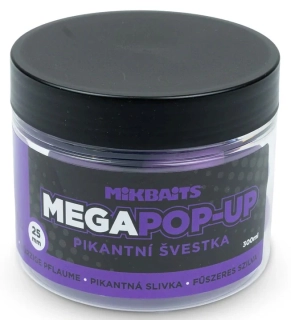 Mikbaits Mega plovoucí fluo boilie Pikantní švestka 25mm/300ml