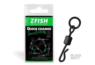 Zfish Obratlík s kroužkem Quick Change Swivel With Ring Black Matt #8 /10 ks