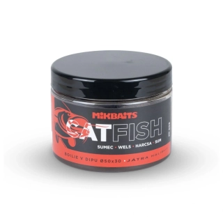 Mikbaits Catfish sumec řada boilie v dipu Játra Halibut 50x30mm/500ml