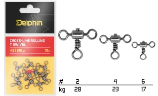 Delphin Trojcestný obratlík Cross-line rolling T swivel /10 ks