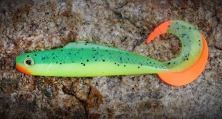 Redbass Gumová nástraha Twister Kixter Fluo/Green RHRT UV 100 mm