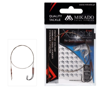 Mikado Hotový návazec X-Plode ocelové lanko s háčkem #2/0 30cm 10kg 2 ks