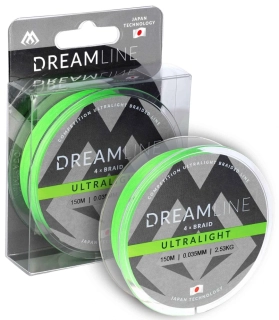 Mikado Pletená šňůra Dreamline Ultralight Fluo Green 0,035mm/2,53kg/150m