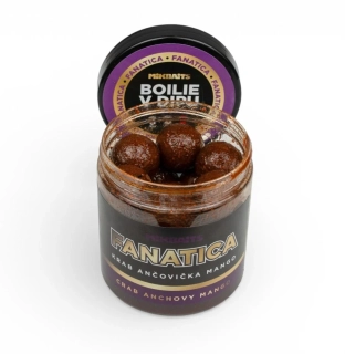 Mikbaits Fanatica boilie v dipu Krab Ančovička Mango 16mm/250ml