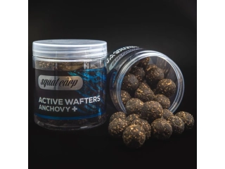 Squat Carp Active Wafters rozpustné neutrálně vyvážené boilies Anchovy+ 18mm/150g