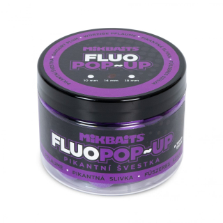 Mikbaits Plovoucí boilie fluo Pikantní švestka 14mm/150ml