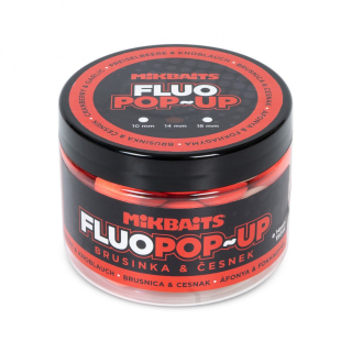 Mikbaits Plovoucí boilie fluo Brusinka Česnek 14mm/150ml