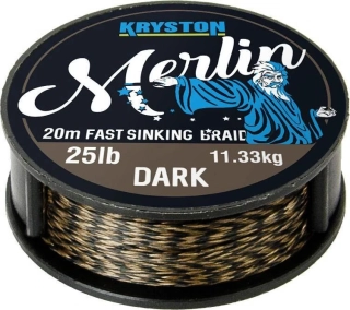 Kryston Návazcová šňůrka Merlin Fast Sinking Braid Dark 25 lb /20m