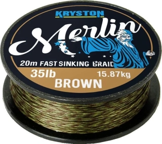 Kryston Návazcová šňůrka Merlin Fast Sinking Braid Brown 25 lb /20m
