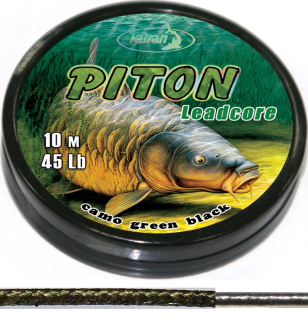 Katran Šňůra s olověným jádrem Lead core Piton Camo Green Black 45lb/10m