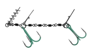 Mikado Hotový návazec Jaws Double Evo Stinger Fluo #1/0 25kg /1 ks