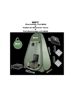 Holdcarp Přenosná Toaleta Portable Toi Big + přístřešek Toilet & Shower Tent + Toi Garbage Kit
