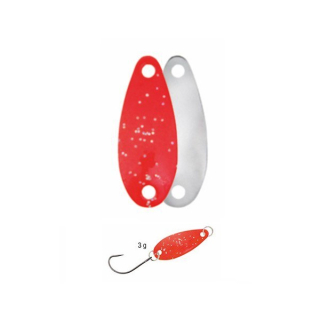 Kamatsu Plandavka Trout Spoon Special 3g - Fluo Red + Silver glitter/Silver 