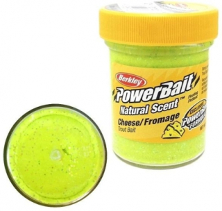 Berkley Těsto na pstruhy PowerBait Natural Scent Trout Bait Chartreuse/Glitter - Cheese 50g