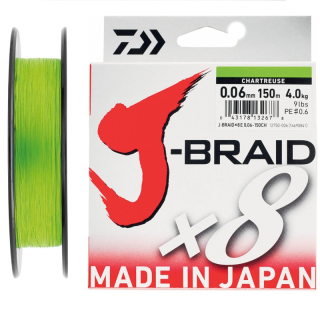 Daiwa Splétaná šňůra J-Braid X8 Chartreuse /135m