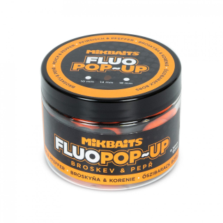 Mikbaits Plovoucí boilie fluo Broskev Pepř 14mm/150ml