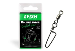 Zfish Obratlík s Karabinou Rolling Swivel & Coastlock Snap /10 ks